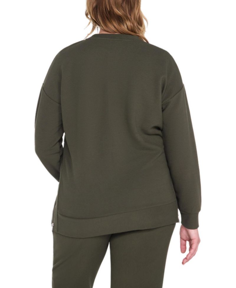 Relaxed-Fit Long-Sleeve Side-Zip Crewneck Tunic