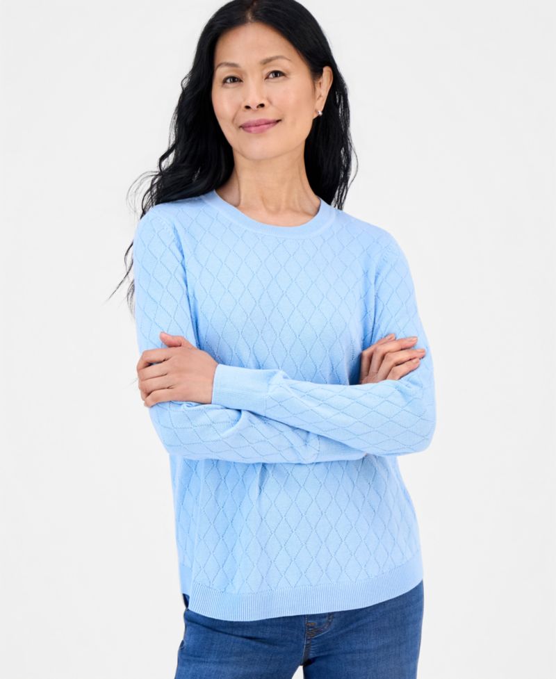 Women's Cotton Curved-Hem Sweater