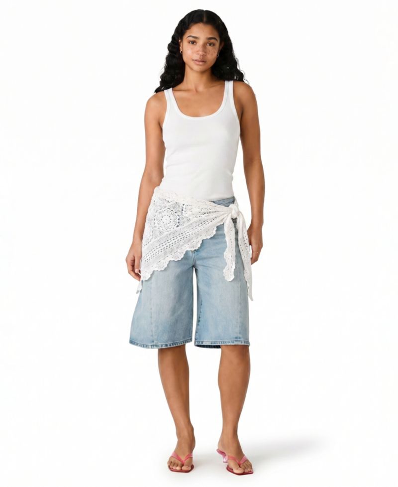 Women’s Kesha Crochet Scarf-Detail Shorts