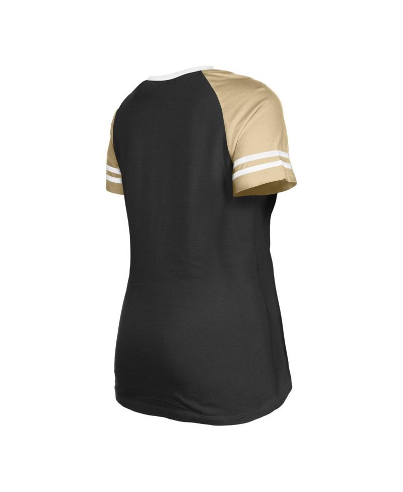 Women's Black New Orleans Saints Raglan Lace-Up T-shirt