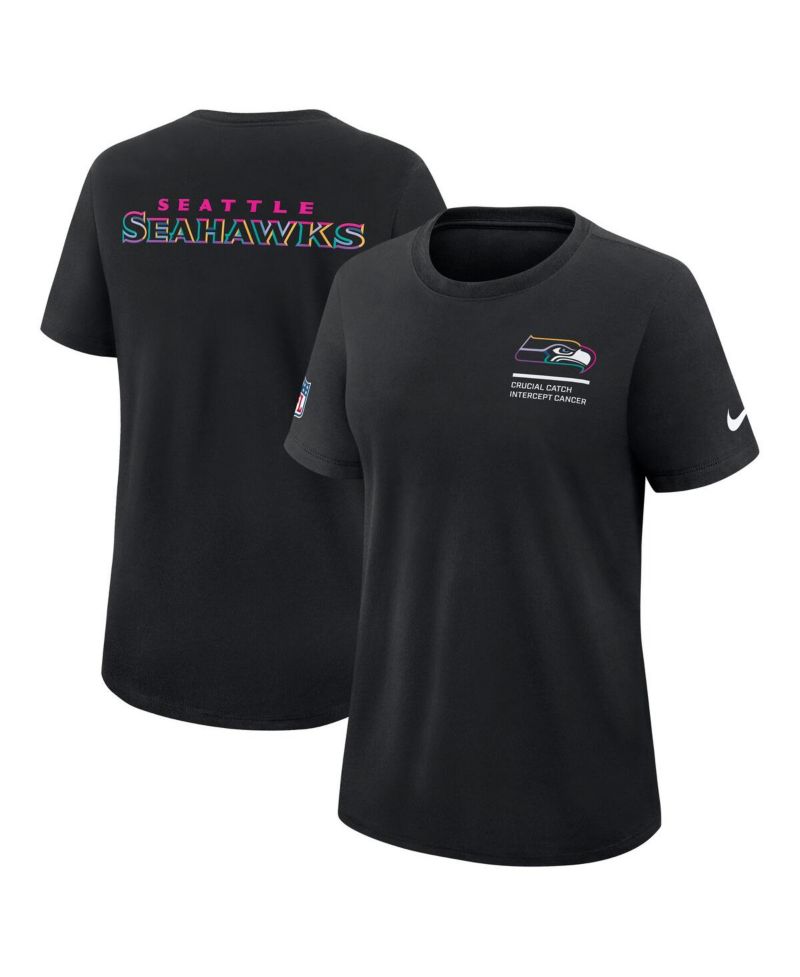 Women's Black Seattle Seahawks 2025 NFL Crucial Catch Tri-Blend Dri-FIT T-Shirt