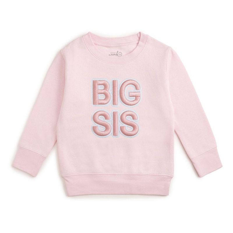 Little Girls Big Sis Embroidered Patch Sweatshirt