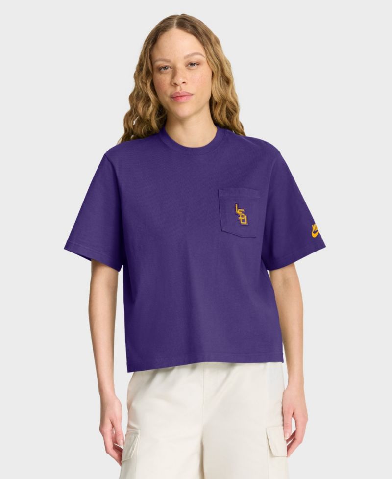 Women's Purple LSU Tigers Legacy Pocket Boxy T-Shirt