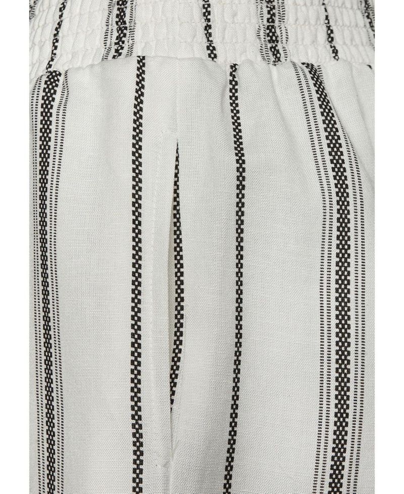 Women's Striped Wide Leg Smocked with Pockets Pants