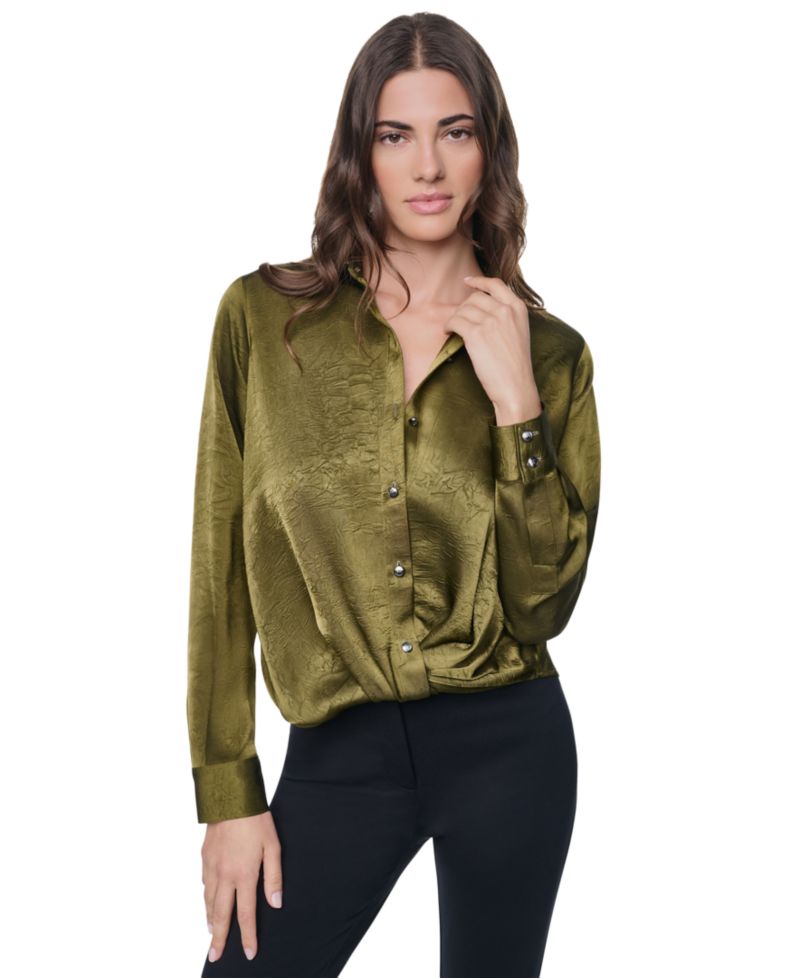 Women's Long-Sleeve Twist-Front Blouse
