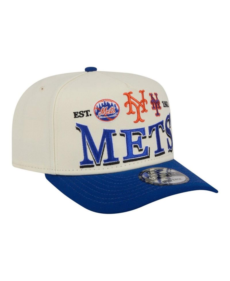 Men's Cream New York Mets Throwback Tri-Hit A-Frame 9FIFTY Adjustable Hat