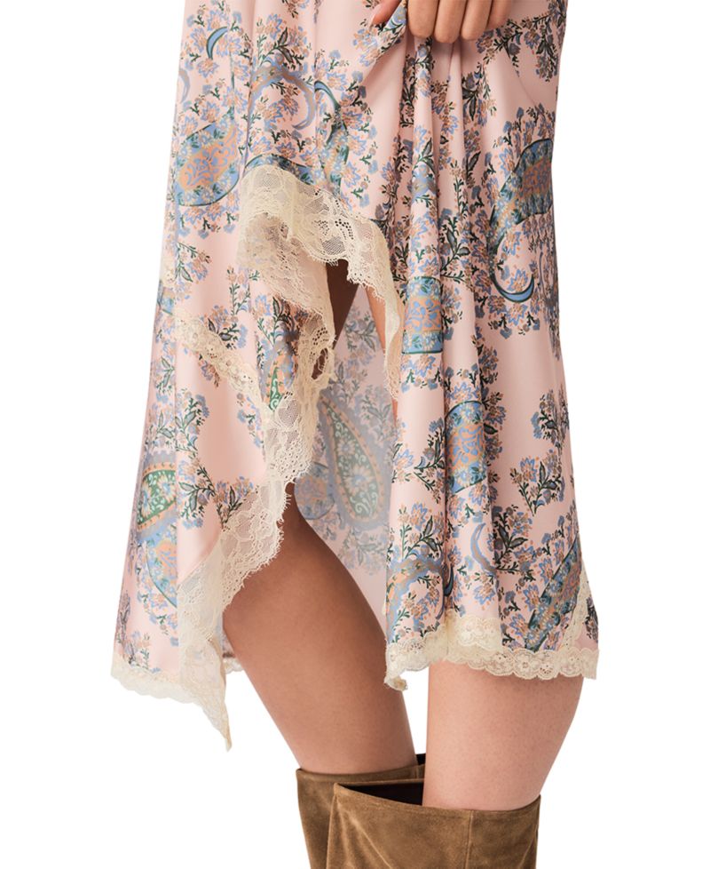 Women's Kamrynn High-Low Paisley-Print Lace-Trim Dress
