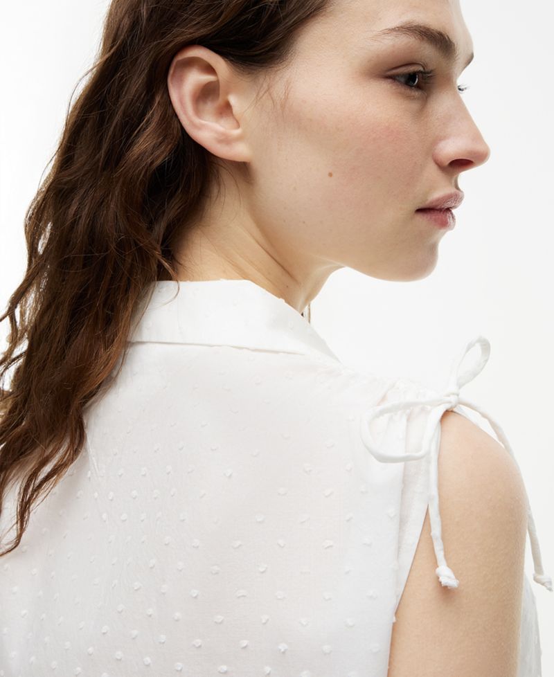 Women's Clip-Dot Tie Detail Top