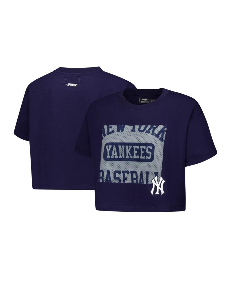 Women's Navy New York Yankees Made To Play Boxy Cropped T-Shirt
