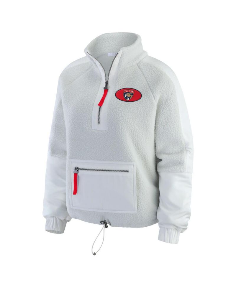 Women's Gray/White Florida Panthers Polar Fleece Quarter-Zip Jacket