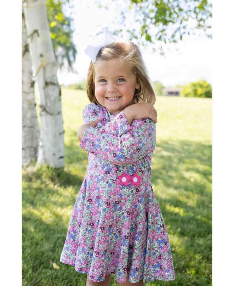 Little Girls ( 4-6X) Floral Knit Dress with Flowers