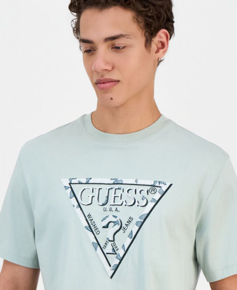 Men's Triangle Leaves Embroidery T-Shirt