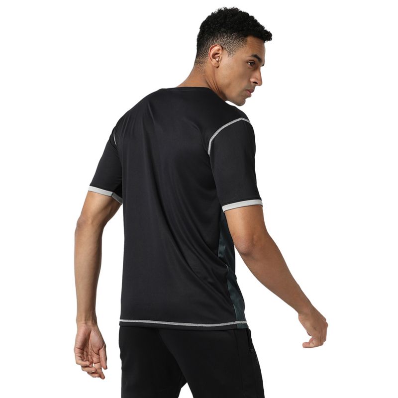 Men's Charcoal Grey Geometric Active wear T-Shirt
