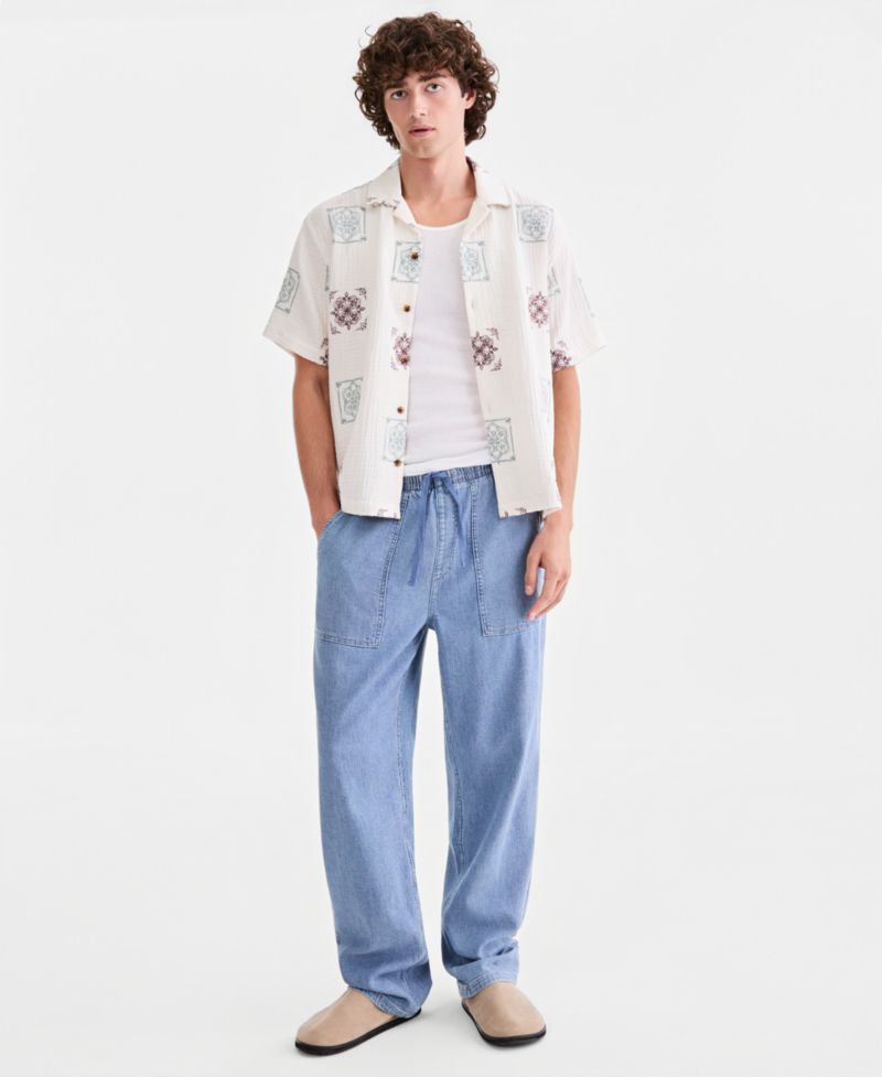 Men's Cotton Embroidered Relaxed Camp Shirt