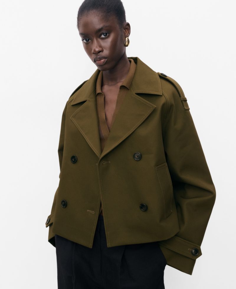 Women's Oversized Short Double-Breasted Trench Coat