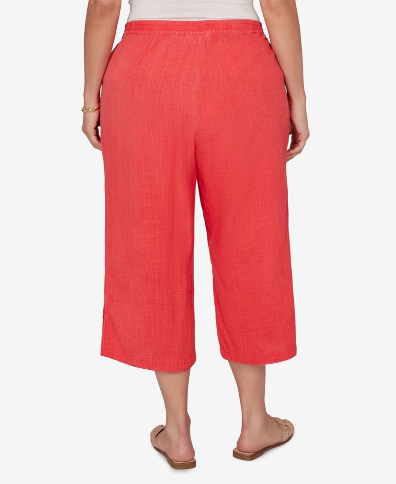 Plus Size Snow Washed Gauze Pull-On Capri Pants