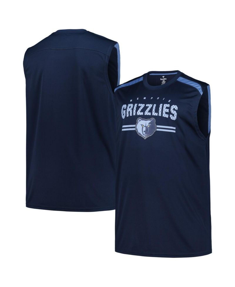 Men's Navy Memphis Grizzlies Big & Tall Birdseye Muscle Tank Top