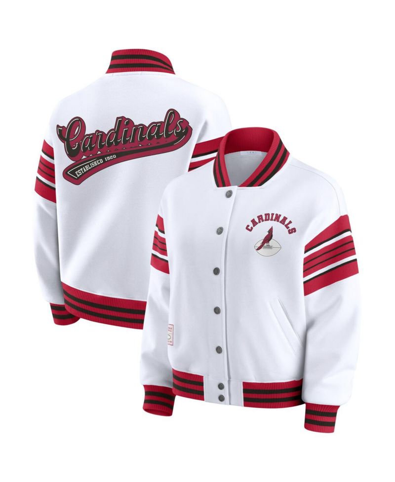 Women's White Arizona Cardinals Full-Snap Fleece Sweatshirt Jacket