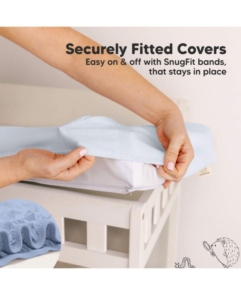 2pk Soothe Changing Pad Covers for Girl, Boy, Soft Cotton Contoured Diaper Changing Table Pad Covers
