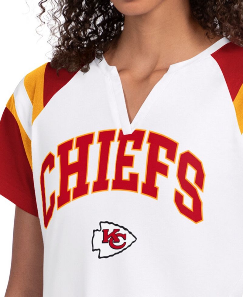 Women's White Kansas City Chiefs Game On Notch Neck T-Shirt