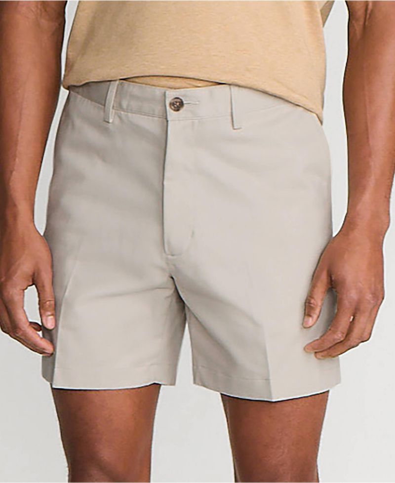 Men's No Iron 6" Comfort Waist Plain Front Chino Short