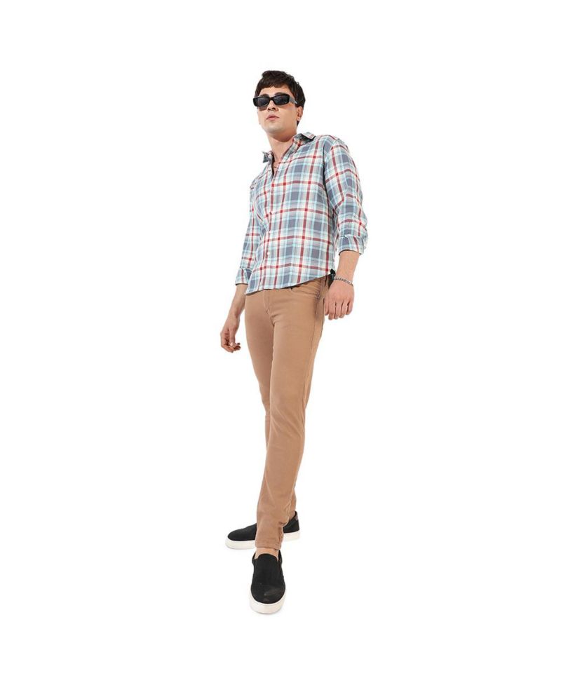 Men's Multicolour Checkered Regular Fit Casual Shirt
