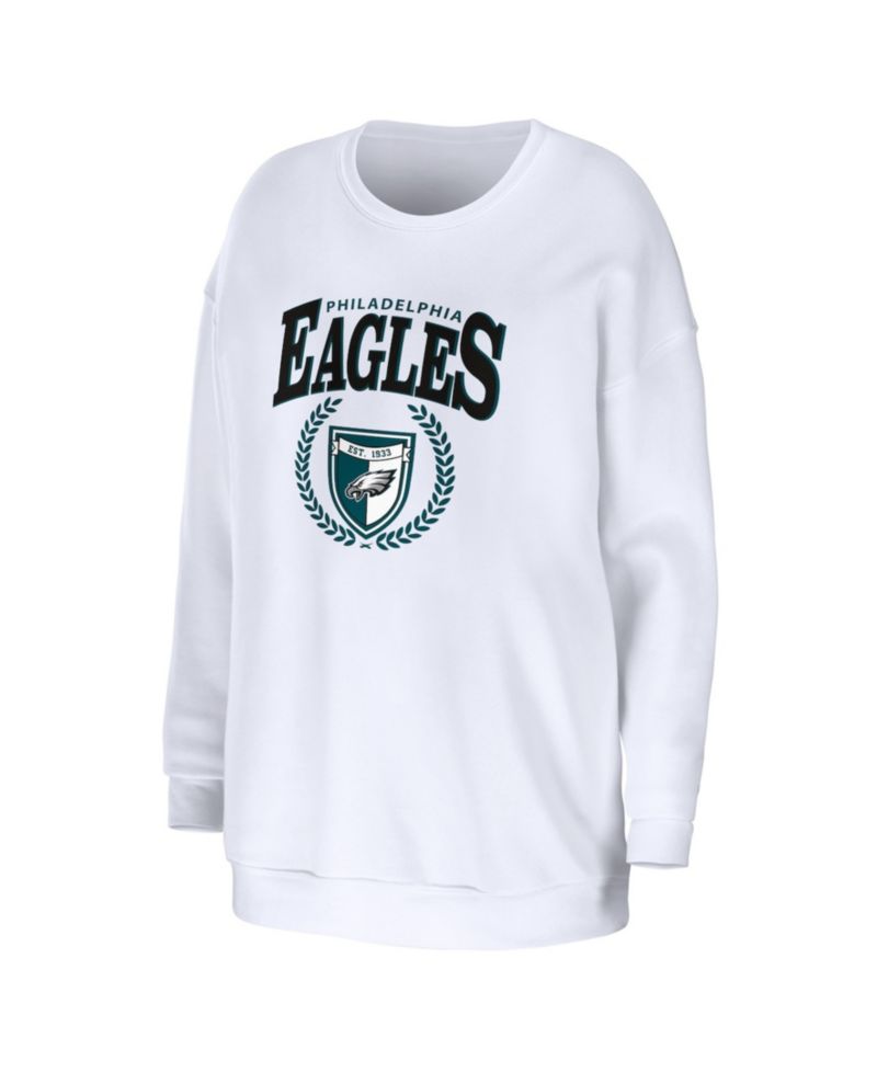 Women's White Philadelphia Eagles Oversized Pullover Sweatshirt