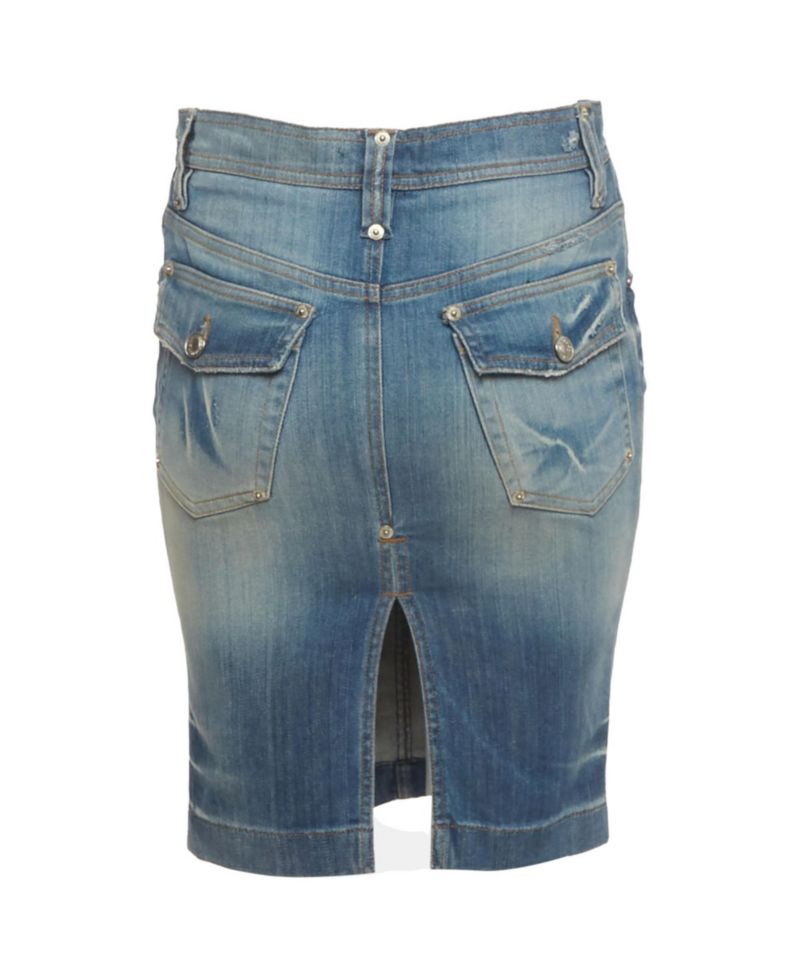 Pre-Owned Dolce and Gabbana Women's Faded Denim Pencil Skirt