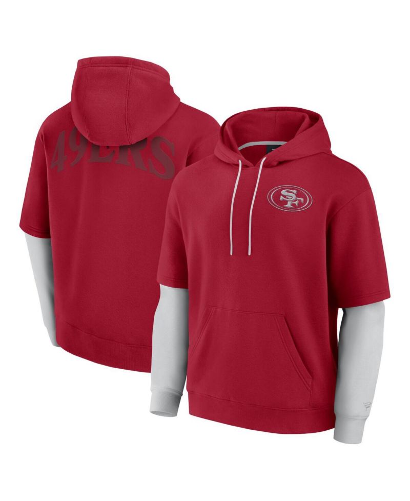 Men's and Women's Scarlet San Francisco 49ers Sleek Elements Pullover Hoodie
