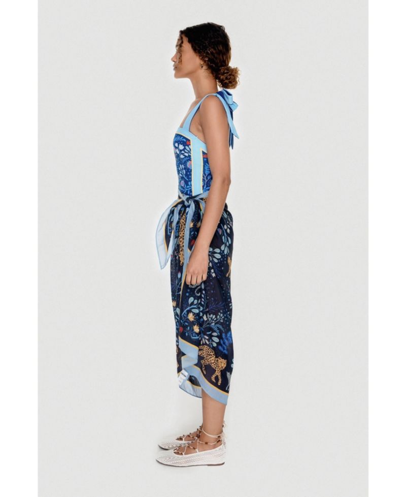 Beach Sarong Wrap - Amazon Rainforest Blue