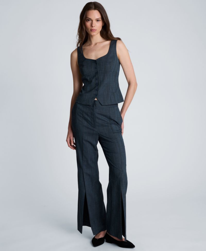 Women's Sleeveless Button-Front Bustier Vest
