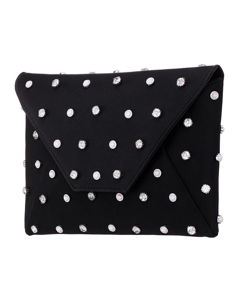 Imitation Pearl/Crystal Adorned Square Envelope Clutch