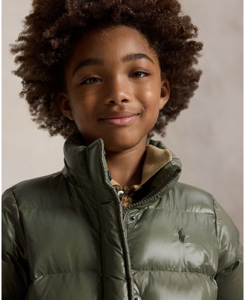 Girls' 2T-6X Glossy Down Hooded Jacket