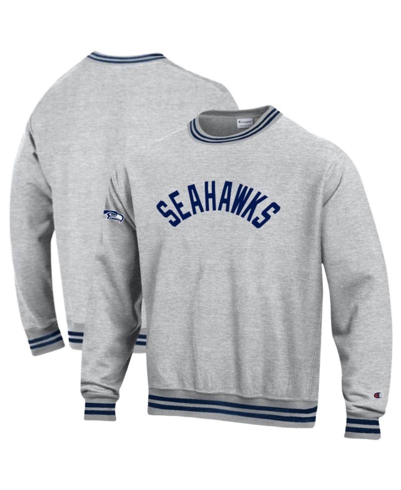 Men's Heather Gray/Navy Seattle Seahawks Reverse Weave Yarn Dye Sweatshirt