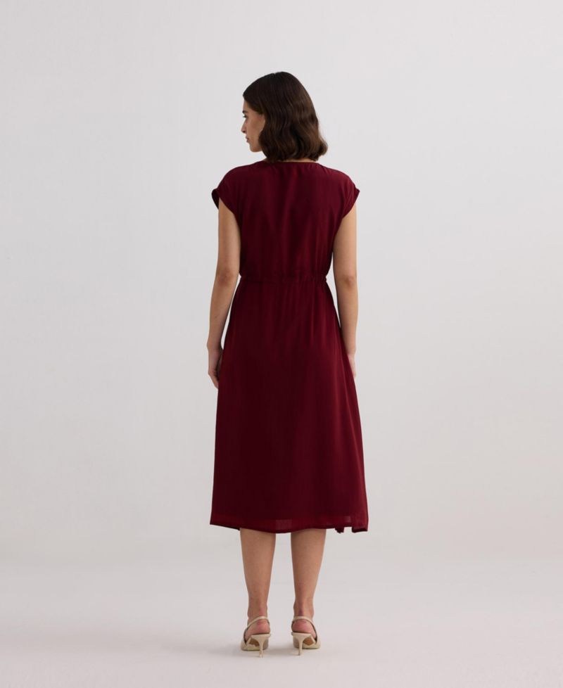 Women's Deep V-neck Gathered Dress