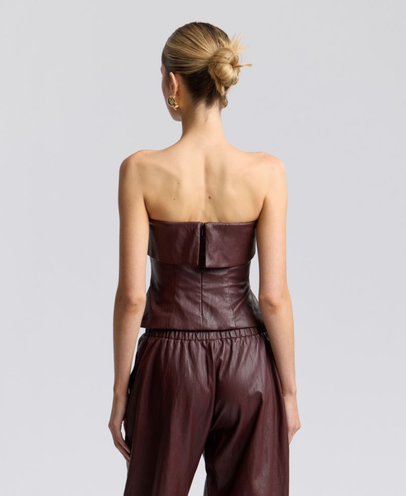 Women's Faux Leather Sleeveless Tube Top