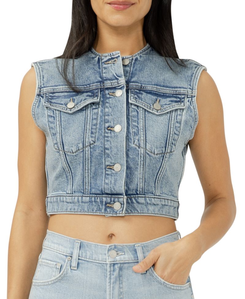 Women's Cropped Denim Vest