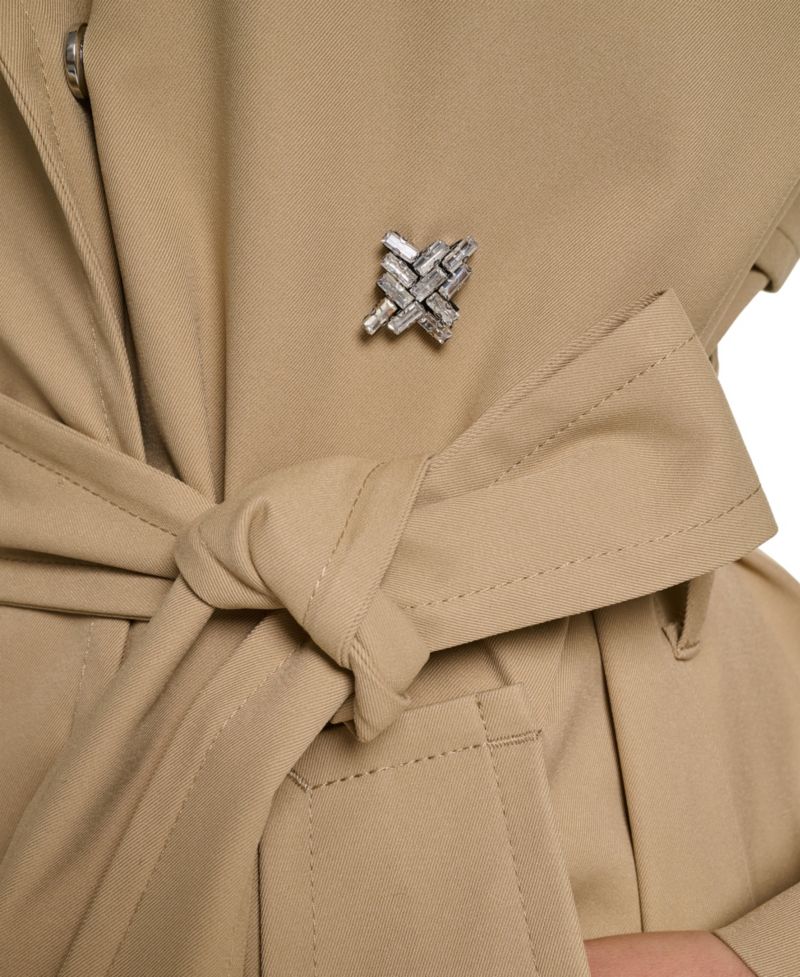Women's Embellished-Belted Trench Coat