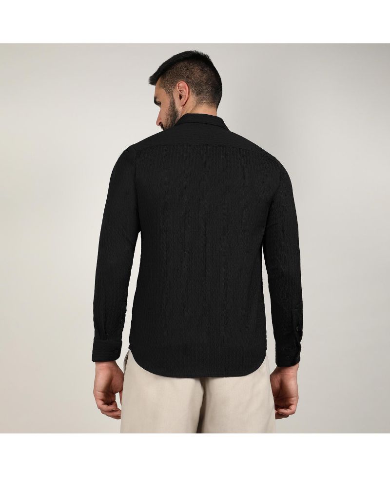 Men's Onyx Black Chain-Creased Shirt