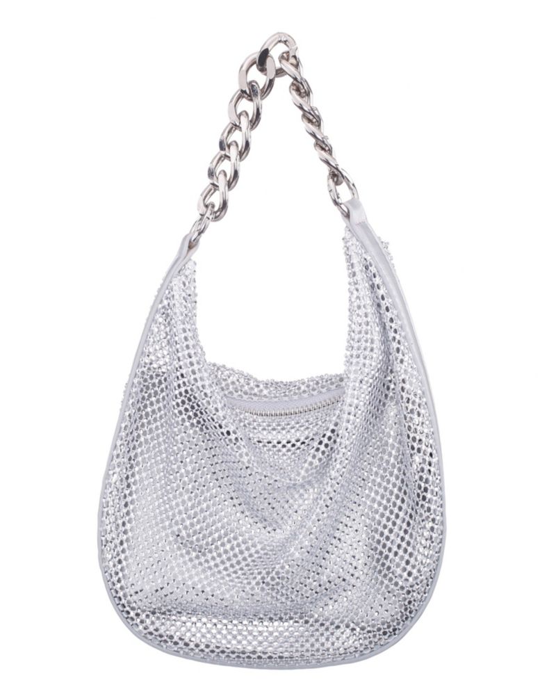 Crystal Mesh Zipper Hobo Bag