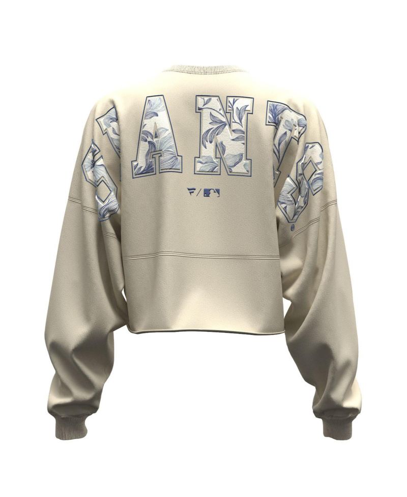Women's Light Beige San Francisco Giants Spirit Floral Script Cropped Long-Sleeve T-Shirt