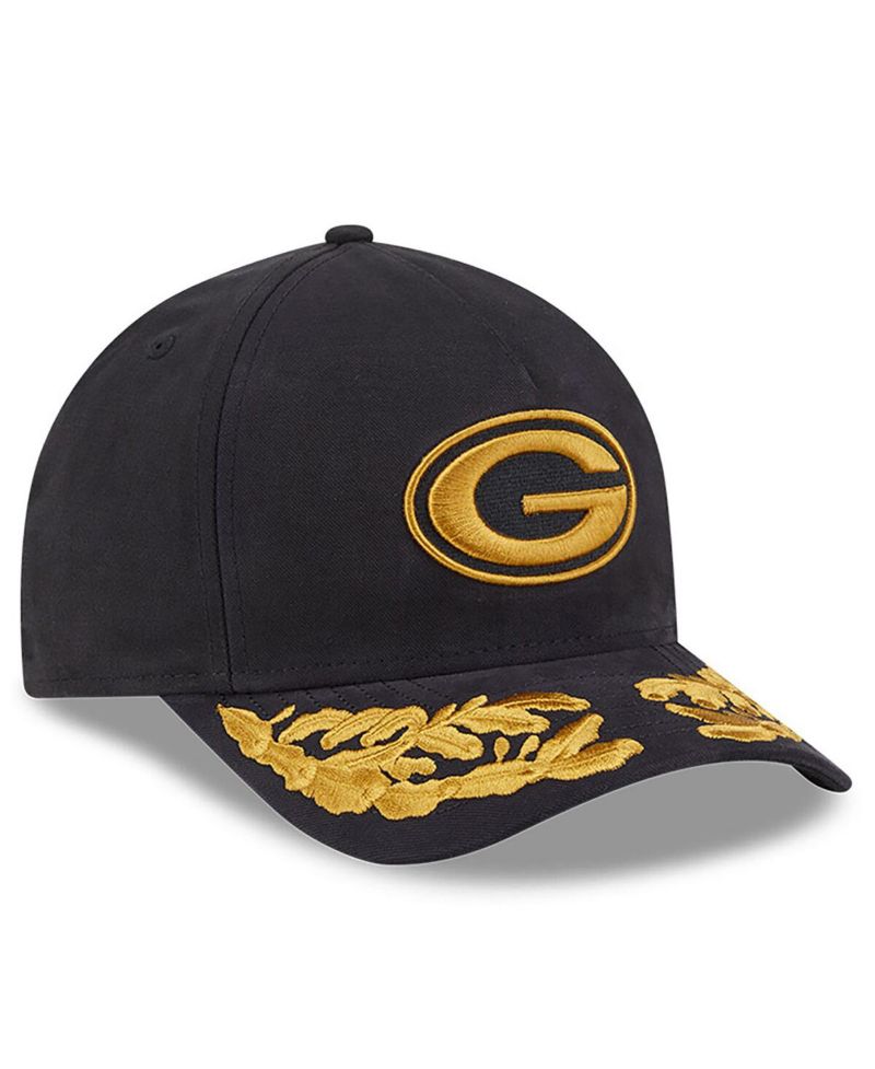 x Alpha Industries Men's Black Green Bay Packers A-Frame 9FORTY Adjustable Hat
