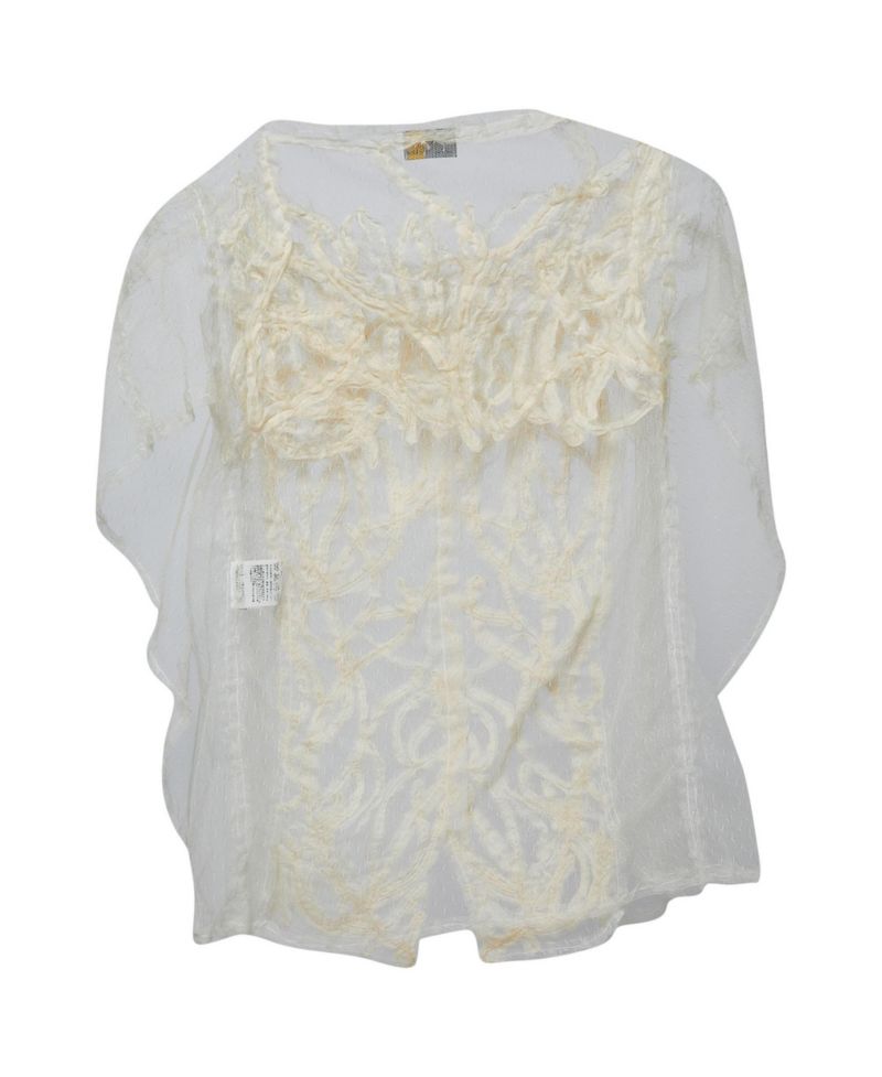 Women's Sheer Tulle Cape Top with Textured Embroidery