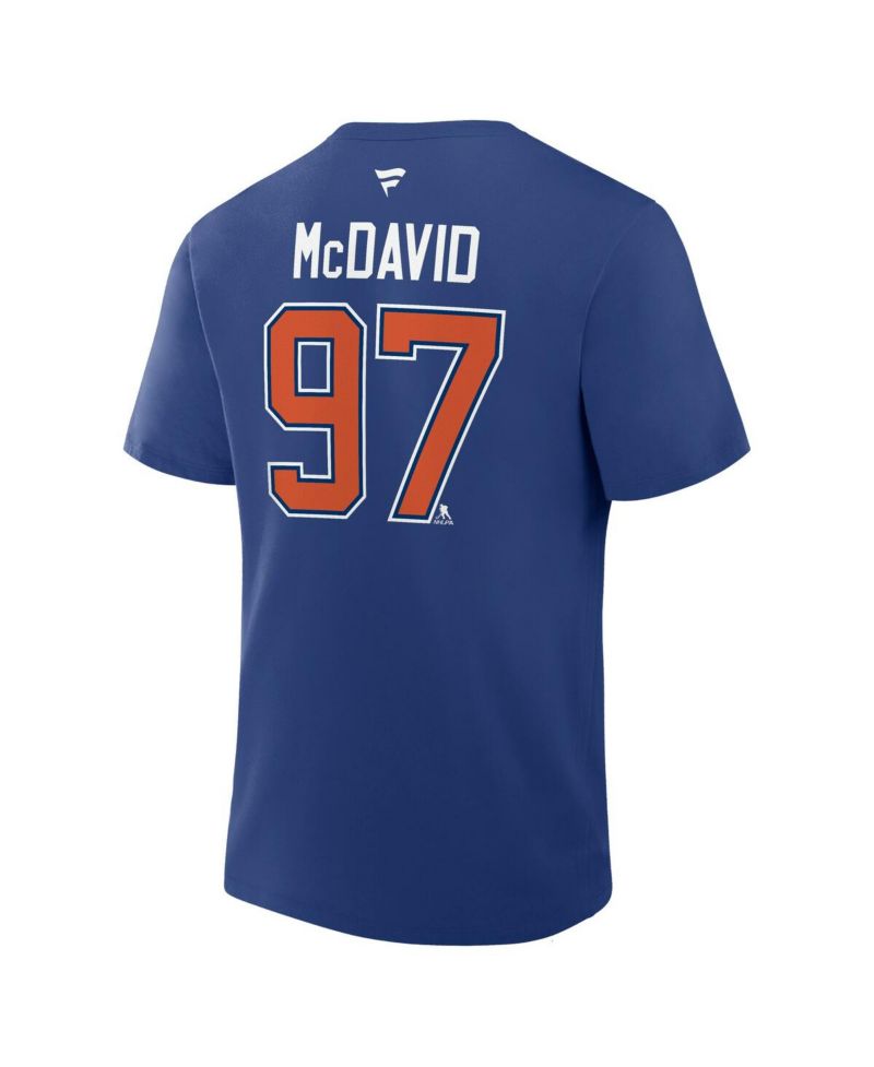 Men's Connor McDavid Royal Edmonton Oilers Authentic Stack Name & Number T-Shirt