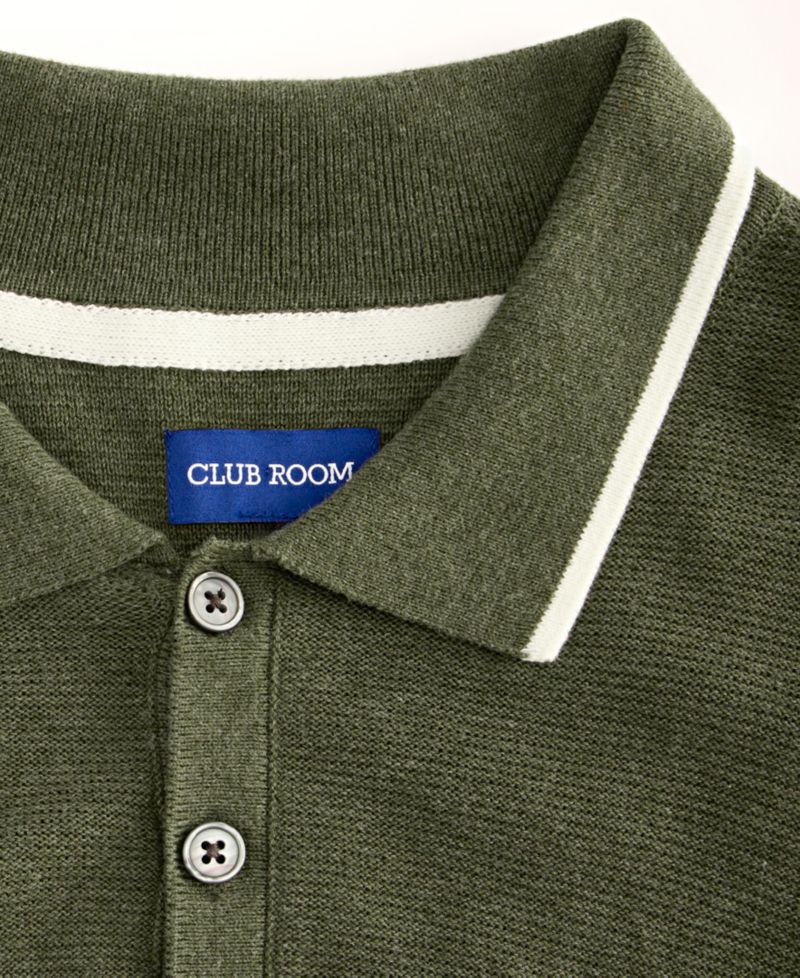 Men's Tipped Long-Sleeve Polo Sweater, Macy's Exclusive