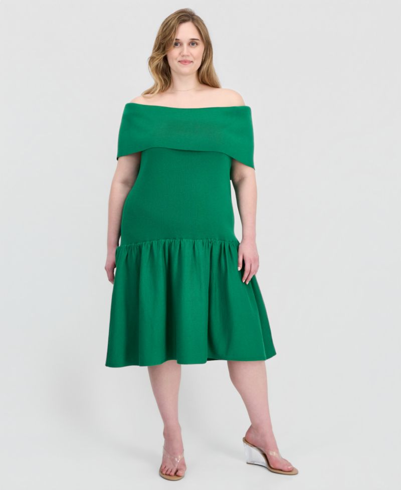Trendy Plus Size Marilyn Off-The-Shoulder Dress