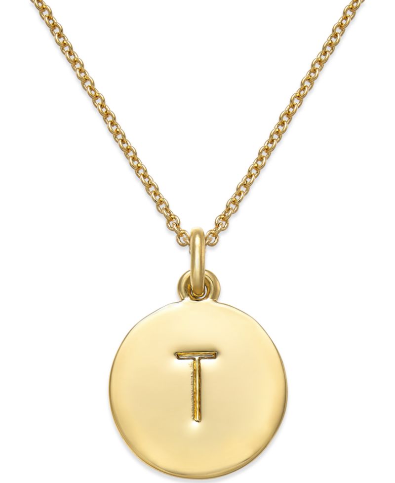 gold plated Initials Pendant Necklace, 17" + 3" Extender