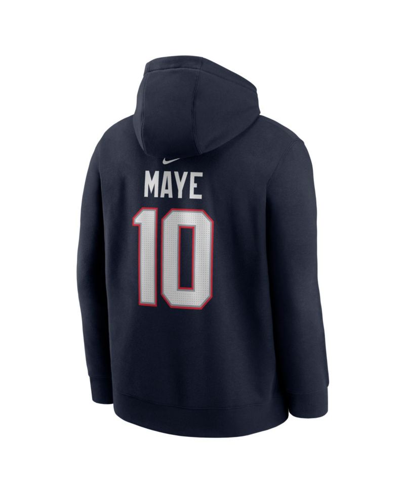 Men's Drake Maye Navy New England Patriots Player Name & Number Fleece Hoodie