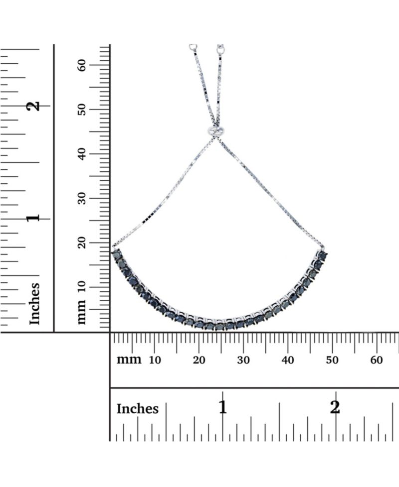 Black Spinel Tennis Adjustable Bolo Bracelet in Sterling Silver