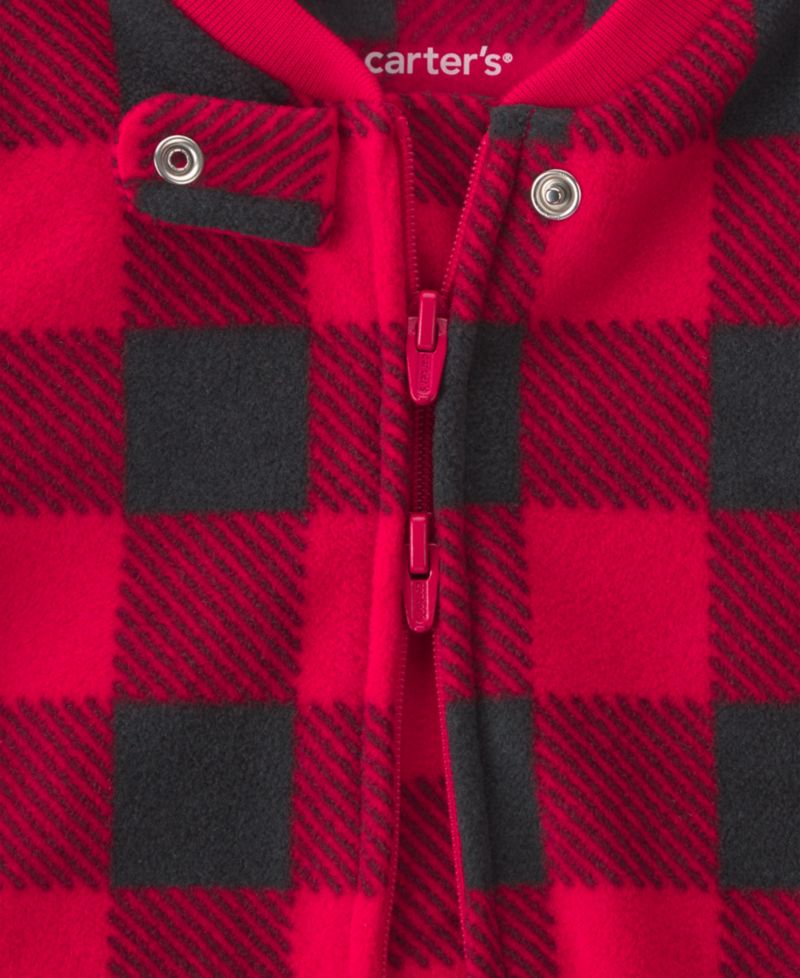 Baby Boys' and Baby Girls' Buffalo Check Fleece 2-Way Zip Sleep & Play